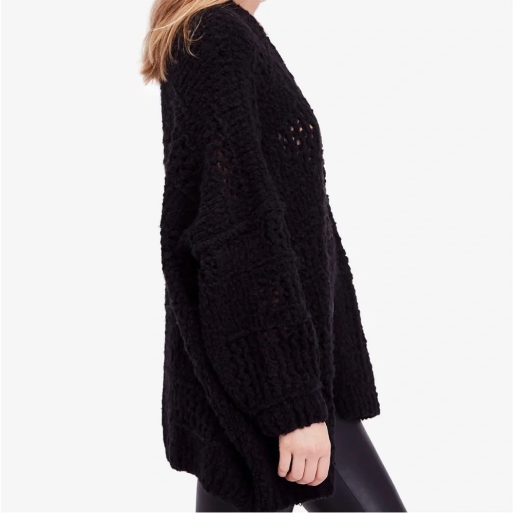 Free People Saturday Morning Cardigan Black Oversized Size XS/S
